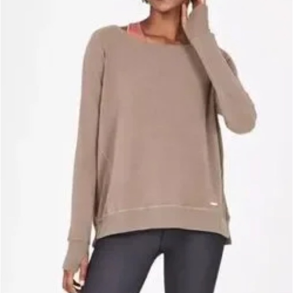 Sweaty Betty After Class Fleece Longsleeve Tan Cream Color Size XXS